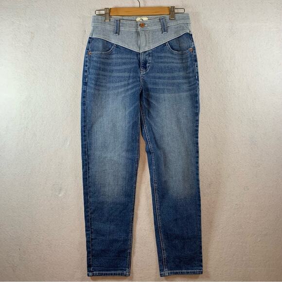 Jordache Womens High Rise Tapered Jeans Sz 28 Yoke 2 Tone Mom Jeans - Picture 1 of 13